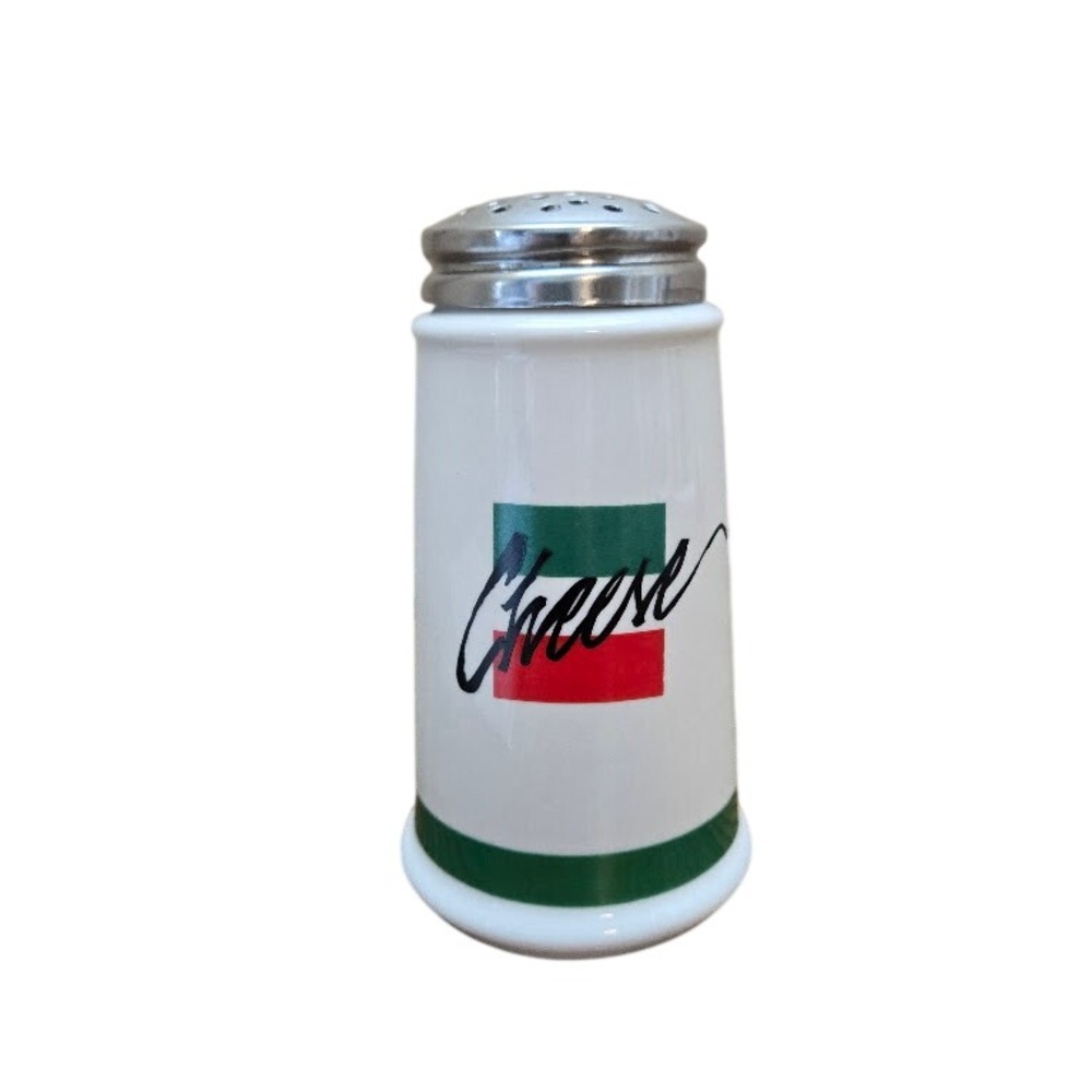 VTG Ceramic Parmesan Cheese Shaker Italian Flag Pizzeria Dispenser‎ White